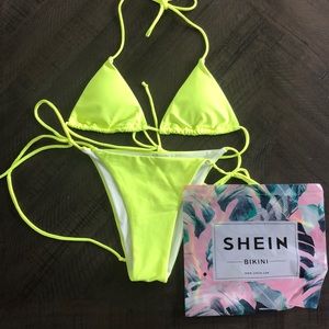 SHEIN neon triangle bikini set